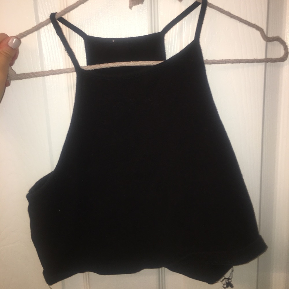 Brandy high neck black crop tank